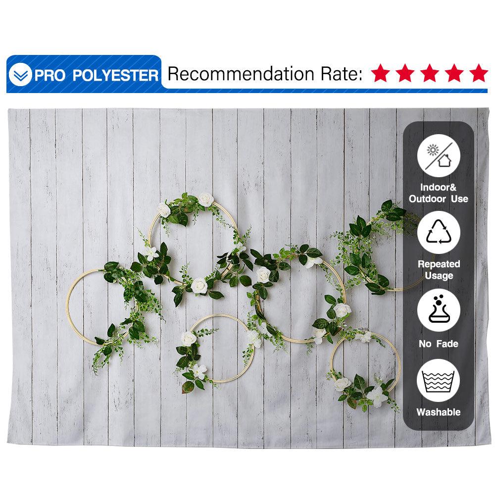 Allenjoy White Wood Backdrop with Floral Crown Wreath - Allenjoystudio