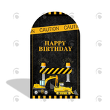 Allenjoy Under Construction Equipment Vehicles Truck Arch Backdrop Wall Cloth Cover For Birthday Baby Shower Party