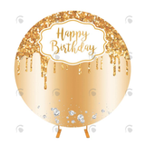 Allenjoy Gold Round Backdrop Cover For Birthday Party