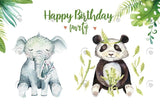 Allenjoy Panda Elephant Happy Birthday Backdrop