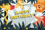 Allenjoy Safari Forest Happy Birthday Backdrop