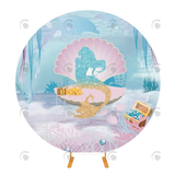 Allenjoy Mermaid Theme Round Backdrop Cover For Birthday Decoration