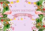 Allenjoy Sweet Flamingo Theme Happy Birthday Backdrop