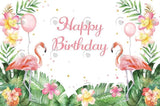 Allenjoy Pink Flamingo Theme Happy Birthday Backdrop