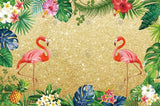 Allenjoy Gold Glitter Flamingo Theme Happy Birthday Backdrop