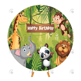 Allenjoy Jungle Forest Animal Round Backdrop Cover For Birthday Party Decoration