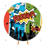 Allenjoy Superhero Super City Round Backdrop Cover