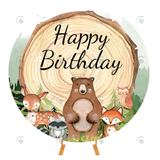 Allenjoy Forest Animal Birthday Round Backdrop Cover