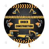 Allenjoy Construction Theme Birthday Party Round Backdrop Cover