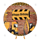 Allenjoy Construction Theme Circle Cover For Birthday Party