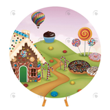 Allenjoy Donut Lolly Theme Birthday Party Round Backdrop Cover