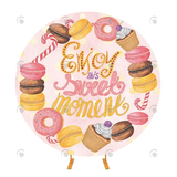 Allenjoy Donut Theme Birthday Party Circle Backdrop Cover