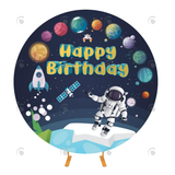 Allenjoy Astronaut Space Theme Round Backdrop Cover For Birthday