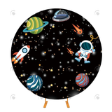 Allenjoy Astronaut Space Theme Circle Backdrop Cover For Birthday