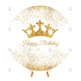 Allenjoy Gold Birthday Decoration Round Backdrop Cover