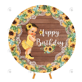 Allenjoy Flower Decoration Round Backdrop Cover For Birthday Party