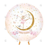 Allenjoy Ballet Flower Butterfly Birthday Decoration Round Backdrop Cover