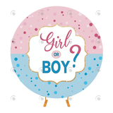 Allenjoy Blue Pink Boy Or Girl Gender Reveal Party Round Backdrop