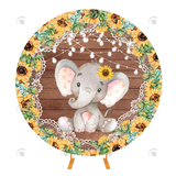 Allenjoy Sunflower Elephant Decoration Baby Shower Round Background