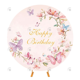 Allenjoy Birthday Butterfly Decoration Round Backdrop Cover