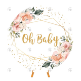 Allenjoy Floral Oh Baby Party Round Backdrop Cover For Baby Shower