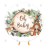 Allenjoy Animal Jungle Oh Baby Baby Shower Party Round Backdrop Cover