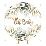 Allenjoy Hot Sale Oh Baby Baby Shower Party Round Backdrop