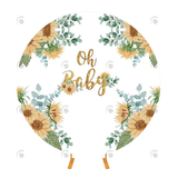 Allenjoy Sunflower Oh Baby Baby Shower Party Round Backdrop