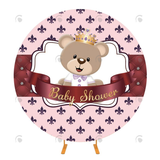 Allenjoy Teddy Bear Baby Shower Round Backdrop Cover