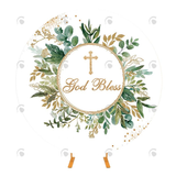 Allenjoy God Bless Baptism Round Backdrop