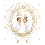 Allenjoy Mi Bautizo First Communion Baptism Round Backdrop