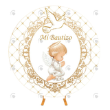 Allenjoy Mi Bautizo First Communion Baptism Round Backdrop Cover