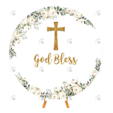 Allenjoy God Bless First Communion Christening Round Backdrop