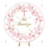 Allenjoy Mi Bautizo  First Communion Christening Round Backdrop