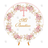 Allenjoy Mi Bautizo Baptism Round Backdrop Cover