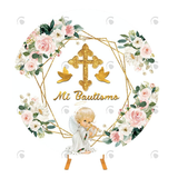 Allenjoy First Communion Baptism Round Cover