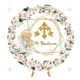 Allenjoy First Communion Christening Round Cover