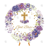 Allenjoy Purple Flora Baptism Round Backdrop