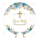 Allenjoy Firs Holy Communion Round Backdrop Cover