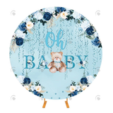 Allenjoy Baby Shower Teddy Bear Decoration Round Backdrop