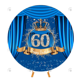 Allenjoy Blue 60Th Happy Birthday Round Backdrop Cover