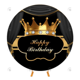 Allenjoy Black Gold Happy Birthday Round Cover