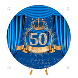 Allenjoy Blue 50Th Happy Birthday Round Backdrop Cover