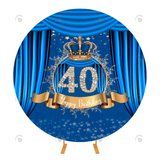 Allenjoy Blue 40Th Happy Birthday Round Backdrop Cover