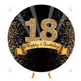 Allenjoy Gold Happy 18Th Birthday Round Backdrop Cover