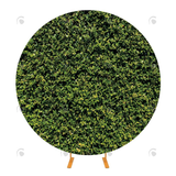 Allenjoy Green Leaves Grass Birthday Party Decoration Fabric Round Backdrop