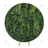 Allenjoy Green Leaves Grass Fabric Circle Backdrop Cover