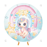 Allenjoy Girls Birthday Party Unicorn Theme Fabric Round Cover