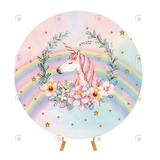 Allenjoy Birthday Party Unicorn Decoration Fabric Round Backdrop Cover