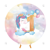 Allenjoy Unicorn Theme Fabric Round Cover For Birthday